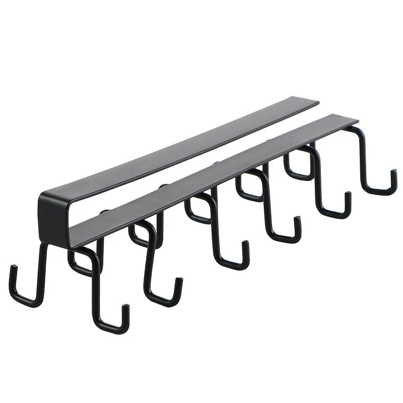 Plastics 6 Hook Storage Shelf Wardrobe Cabinet Pp Under Shelves Mug Cups Hanger Bathroom Kitchen Organizers Hanging Rack Holders