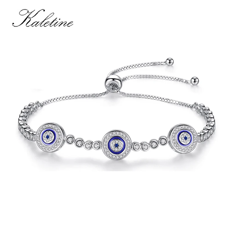 Sterling Silver Horizontal Hamsa Bracelet with Cubic Zirconia Stone | Jewlr