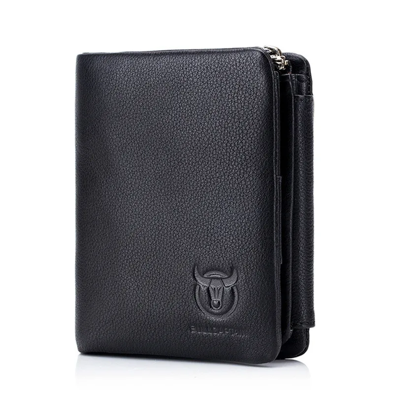 BULLCAPTAIN Men's Wallet Short Coin men's purse Genuine Cowhide  Brand High Quality Designer New Short Wallets cartera mujer