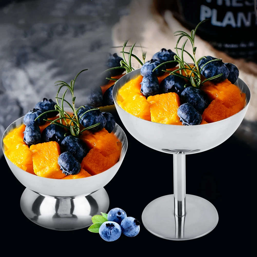 Ice Cream Bowl Stainless Cream Dish Stainless Steel Ice Cream Cups Serving Dessert Dish Bowls for Salad Fruit Pudding Dessert