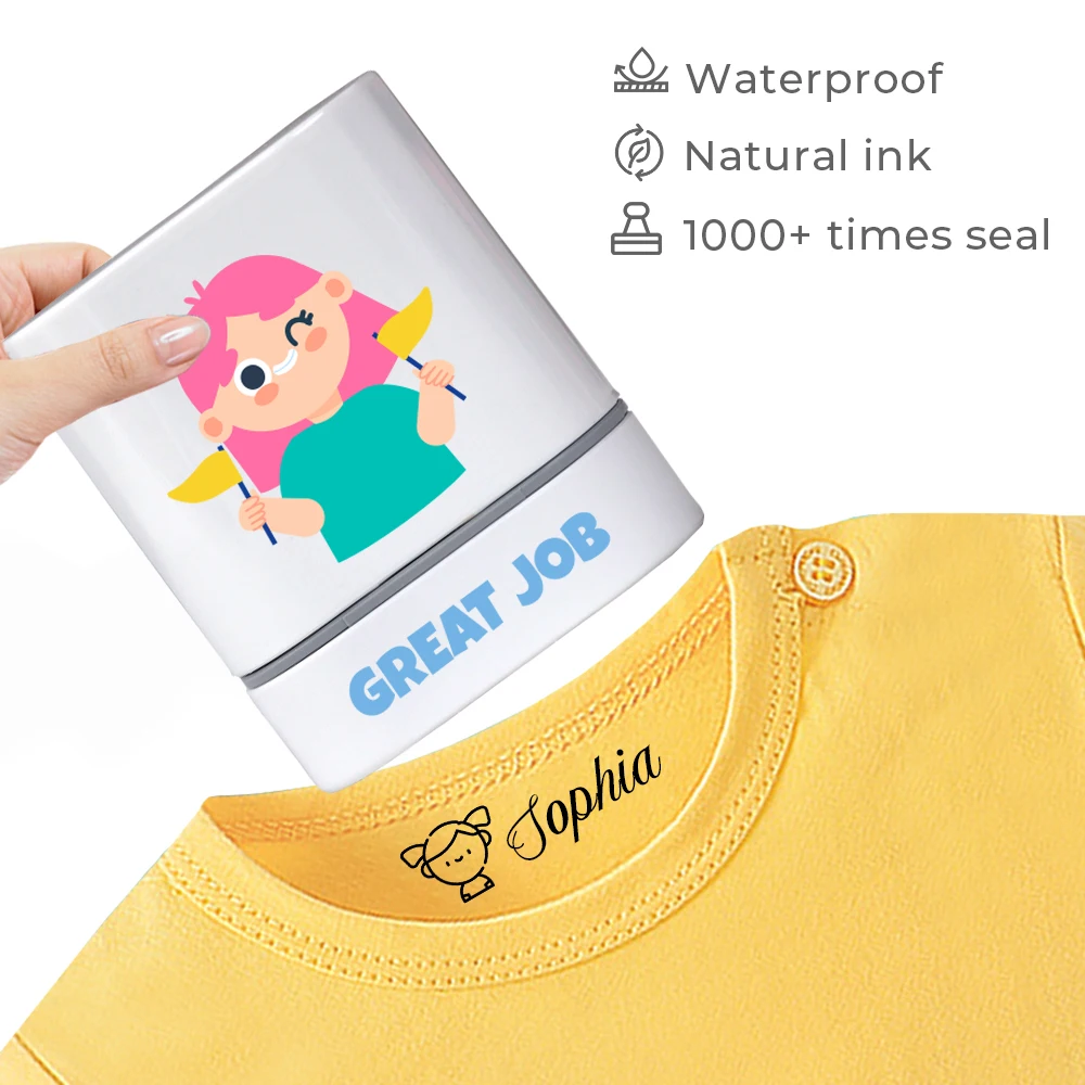 Lovely Cartoon Motivational Encouragement Personalized Stamps For Kids Clothing Stamp Easy To Use Personalized Stamp For Kids