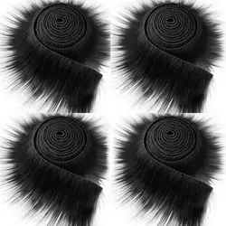 Luxurious Handmade Plush Fur Ribbon Trim Fabric Roll (Black)
