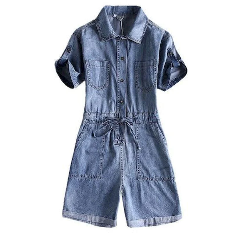 9X-SPEED Jeans Womens， Pocket Patched Denim Overall Jumpsuit