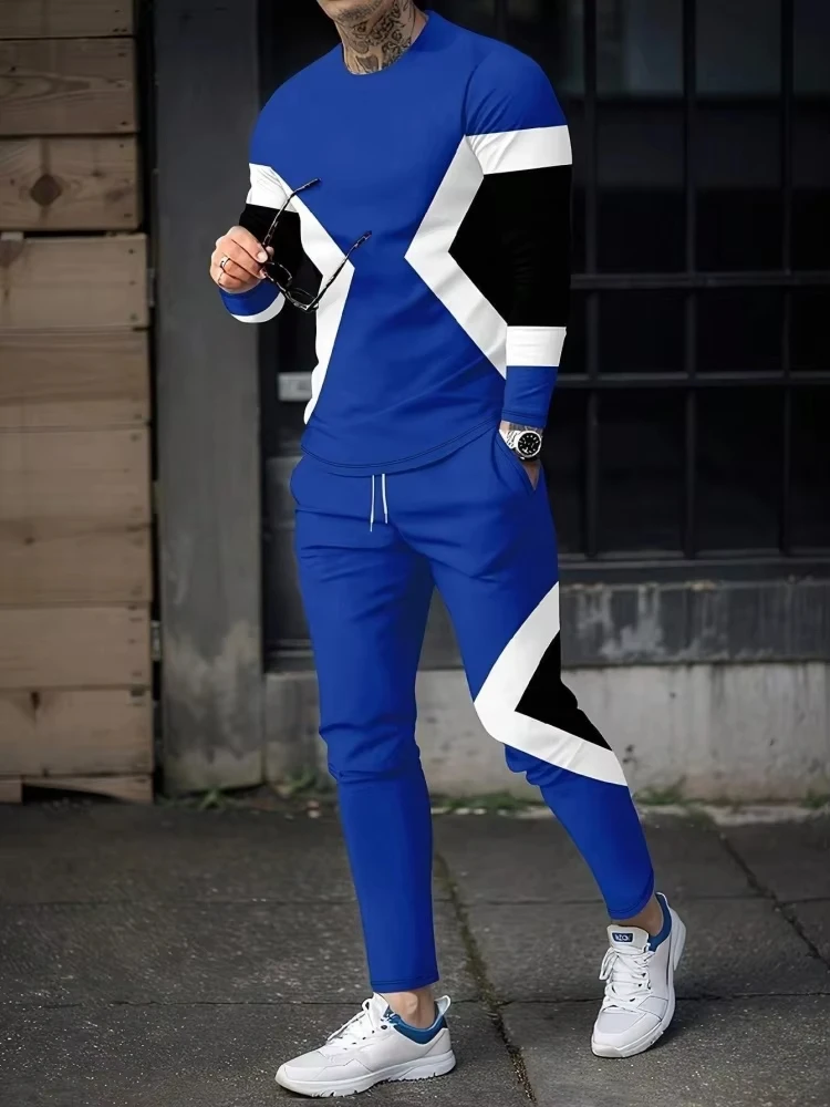 24-25パセロナトレーニングユニフォーム上と下のスーツL Solid Color Two Piece Suits Men O-Neck Long Sleeve T-shirt