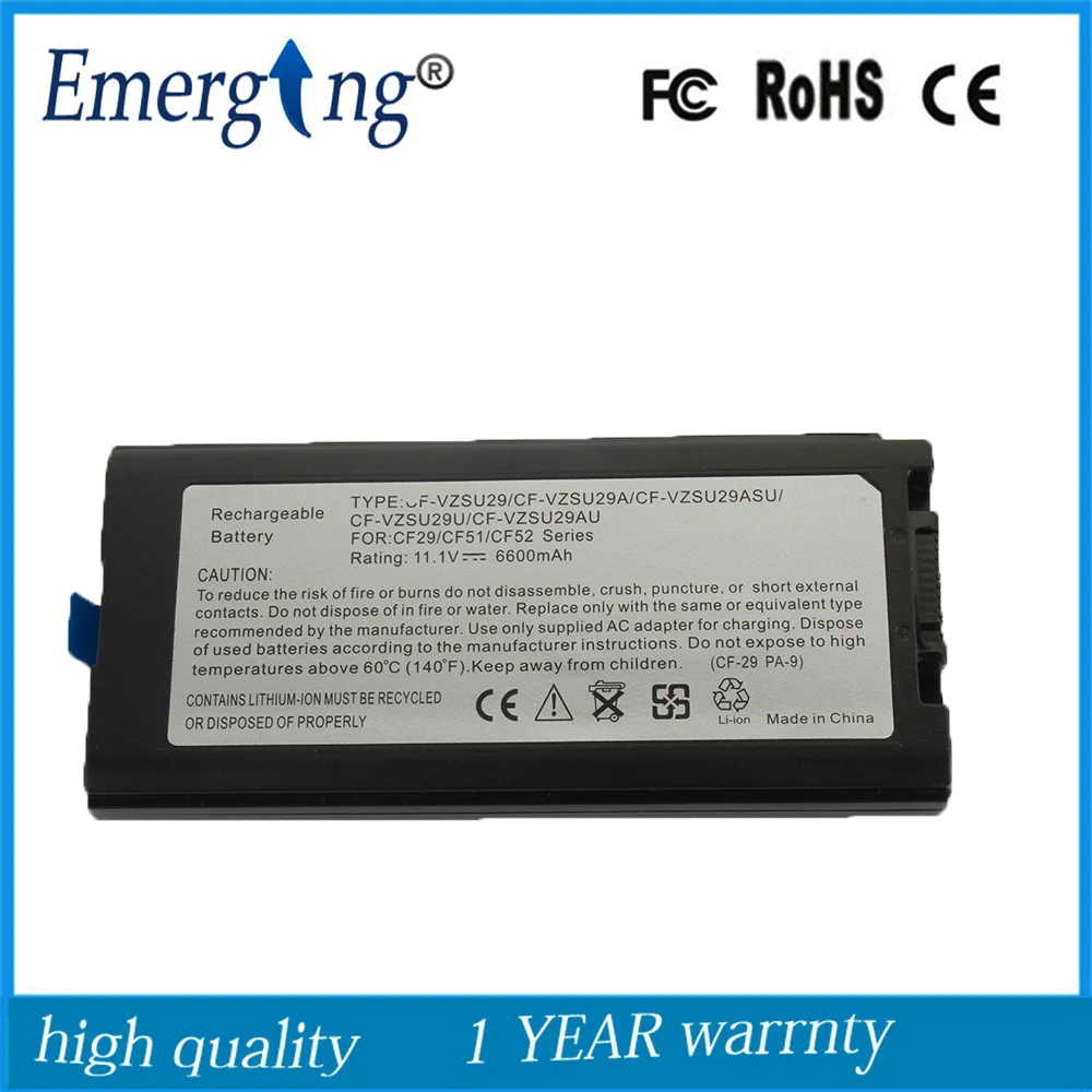 11.1V 6600Mah Nuova Batteria Per Laptop Per Panasonic Cf-Vzsu29 Cf-29A Cf-51 Cf-52 Toughbook-51