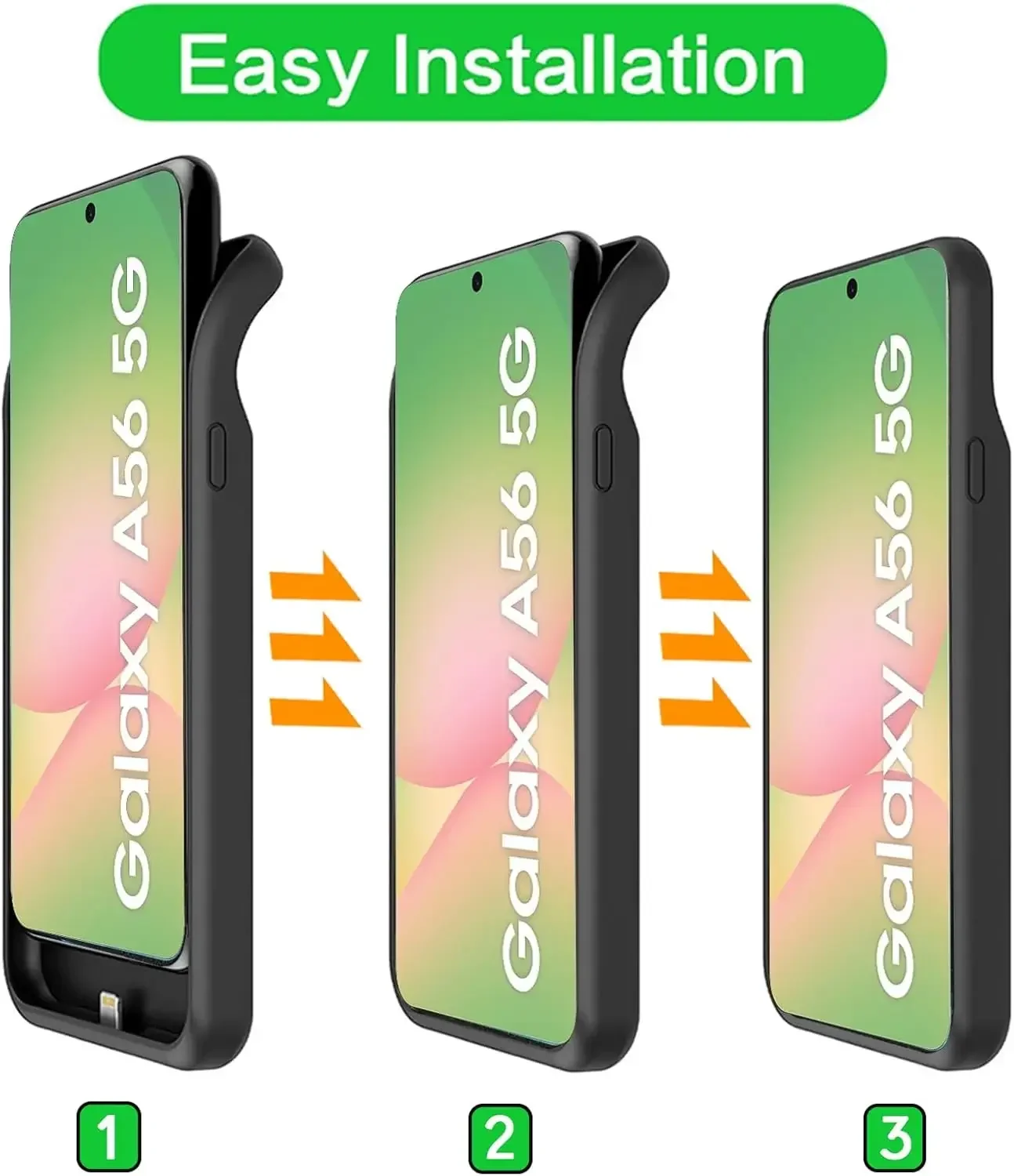 삼성 갤럭시 A15 A16 A17 A34 A35 A36 A54 A55 A56용 6000mAh 배터리 충전 케이스, 보조 배터리, 외장 배터리 충전 커버