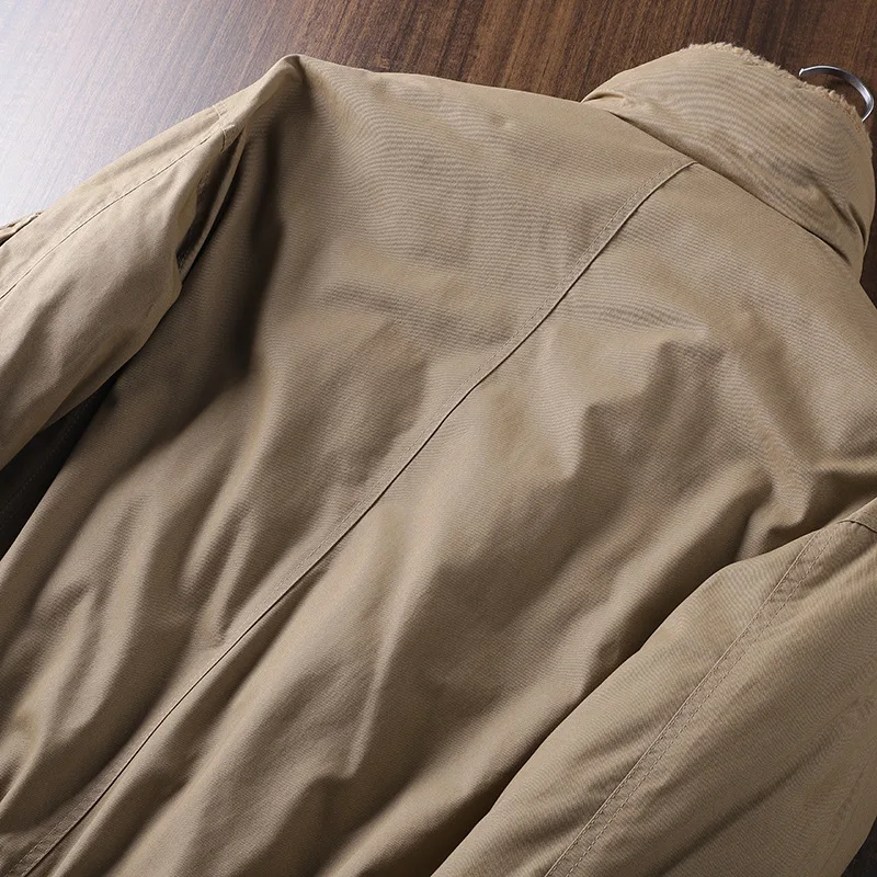 Cargo Winter Padded Jacket Air Force Aviator Jacket Men's Fleece Thickened Lambswool Collar Padded Overalls