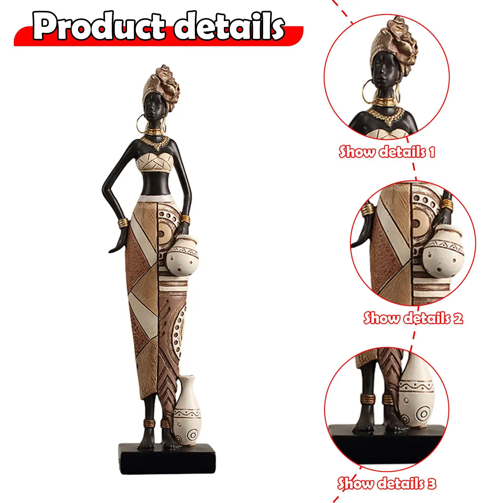 African Women Statue Shelf Living Room Housewarming African Art Sculpture