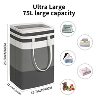 Large Collapsible Laundry Basket 75L Freestanding Clothes Hamper with Easy Carry Handles for Laundry, Bedroom, Dorm, Towels, Toy 5