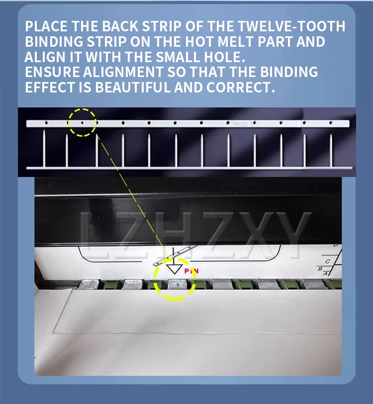 Description Picture 4 of itemDC-2012 12-tooth hole punching and binding machine, binding strip, clamping strip, bidding document, bill punching