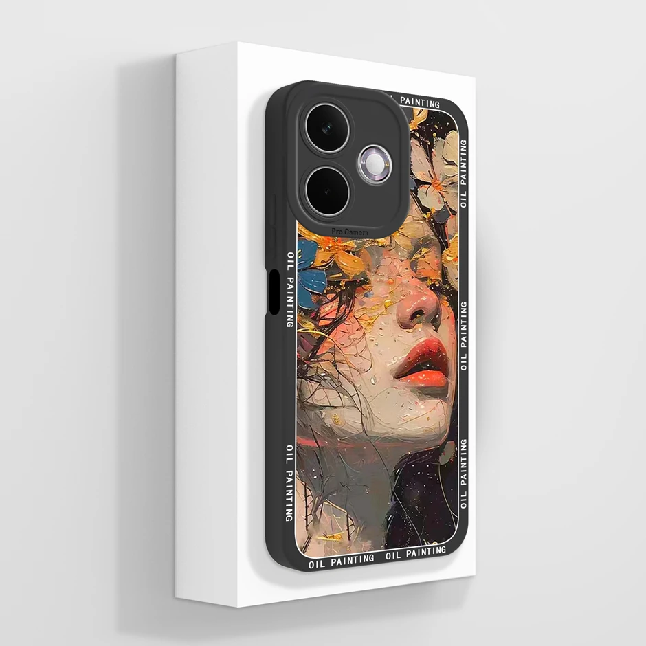 Artistic Oil Painting Flower Silicone Soft Protective Phone Case