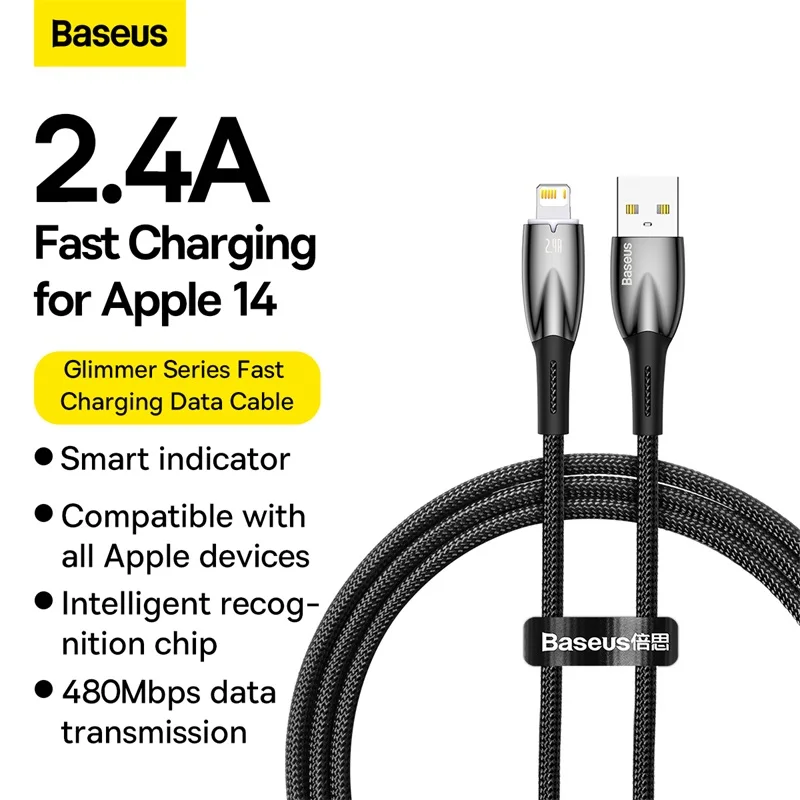 

Baseus 2.4A USB Cable For iPhone 14 13 12 11 Pro Max Fast Charging Data Cord Mobile Phone Cable For iPhone XS Max XR 8 7 6 iPad