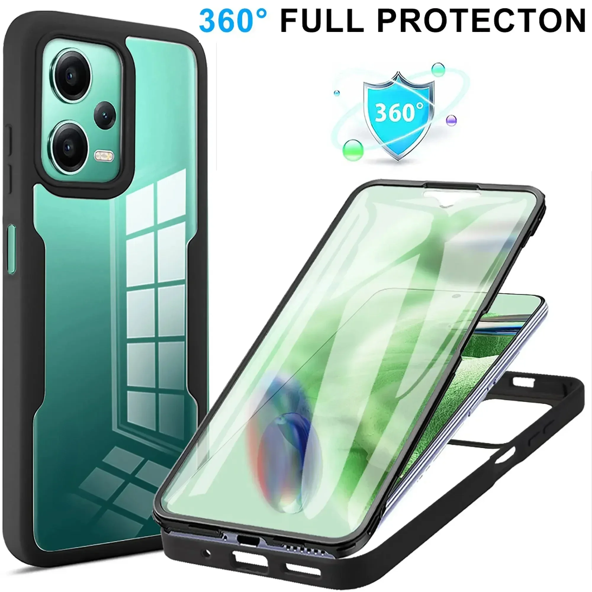 Dual-Layer 360° Shockproof Clear Protective Case