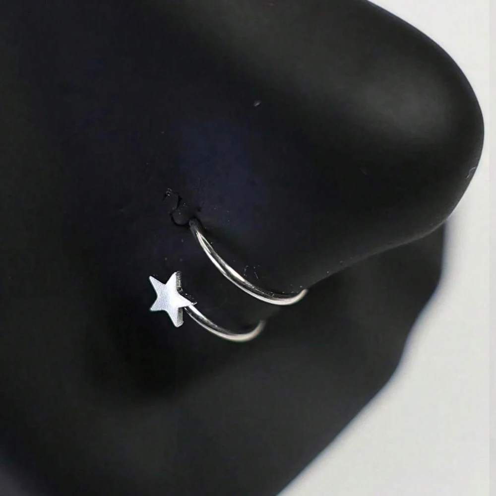 ترصيع الأنف S-شكل تشيكوسلوفاكيا الأنف خواتم 20 جرام الفولاذ المقاوم للصدأ الأنف الفرقة خواتم أقراط الأنف المسمار الأنف ترصيع ستار زركونيا الأنف