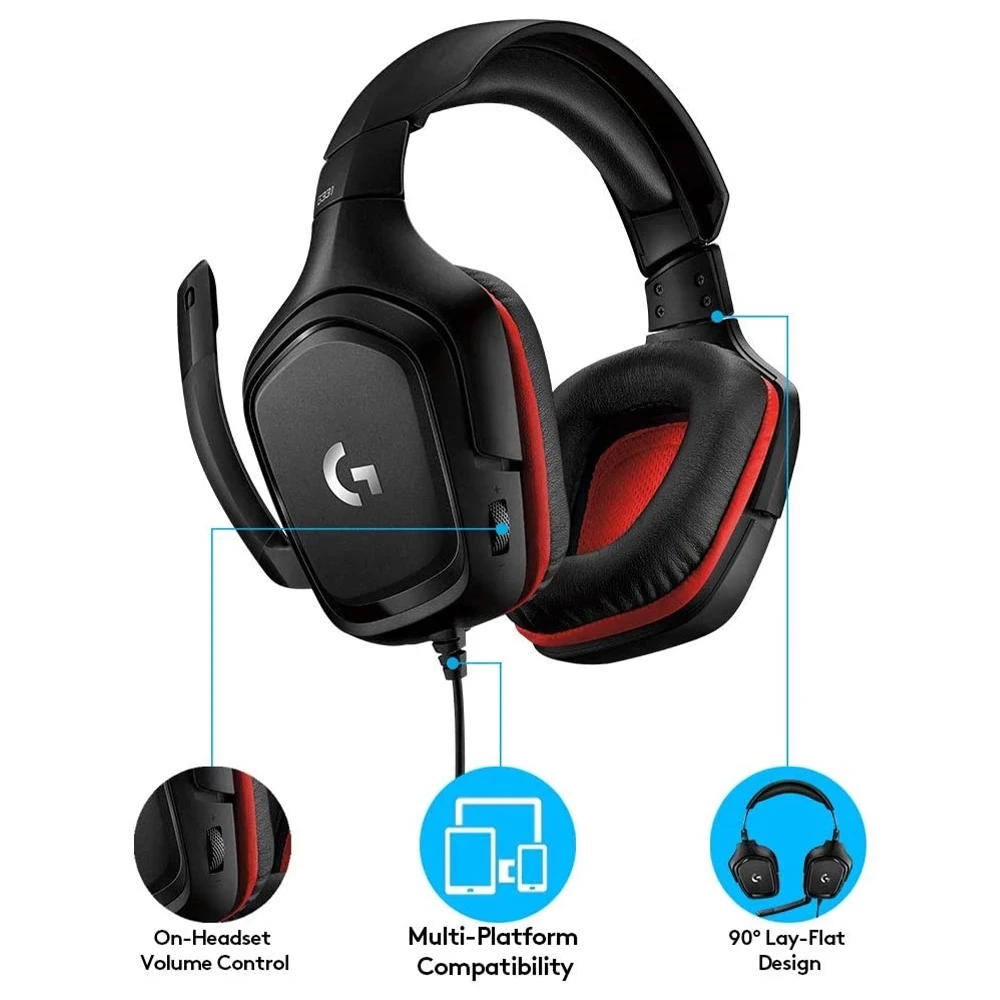 Logitech G331 gaming wired headset surround sound foldable noise-cancelling microphone headset computer 5