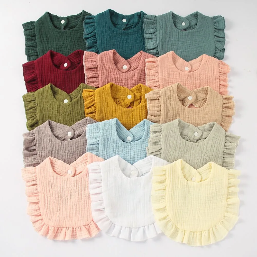 Korean Style Baby Feeding Drool Bib Ruffle Floral Infants Saliva Towel Soft Cotton Burp Cloth Newborn Toddler Kids Bibs baby bib feeding bib cotton bib saliva towel cotton bib set