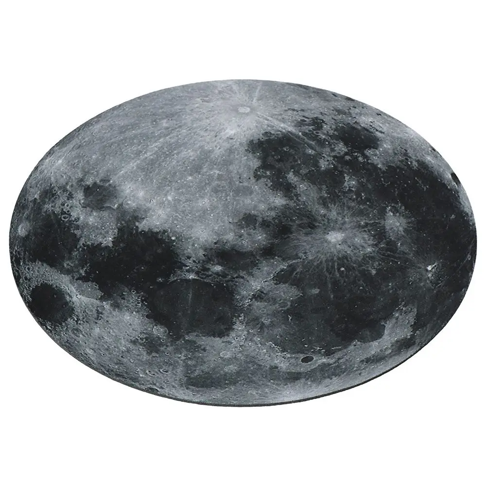 Round Mouse Pad Cute Grey Moon Desk Pad Earth Small Desktop Accessories Office