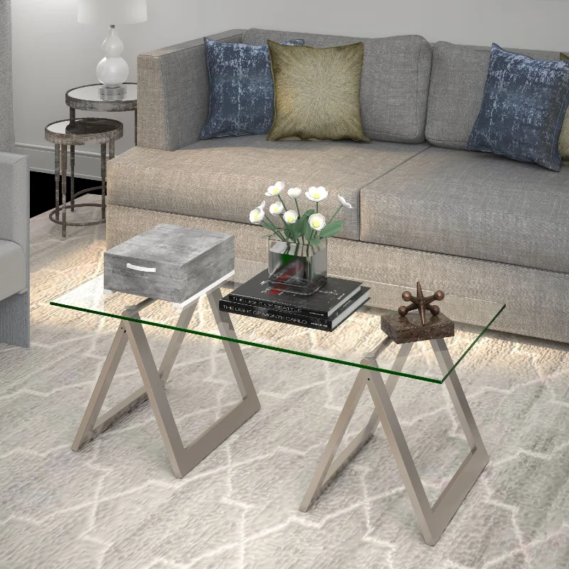 

Evelyn&Zoe Contemporary Coffee Table with Glass Top