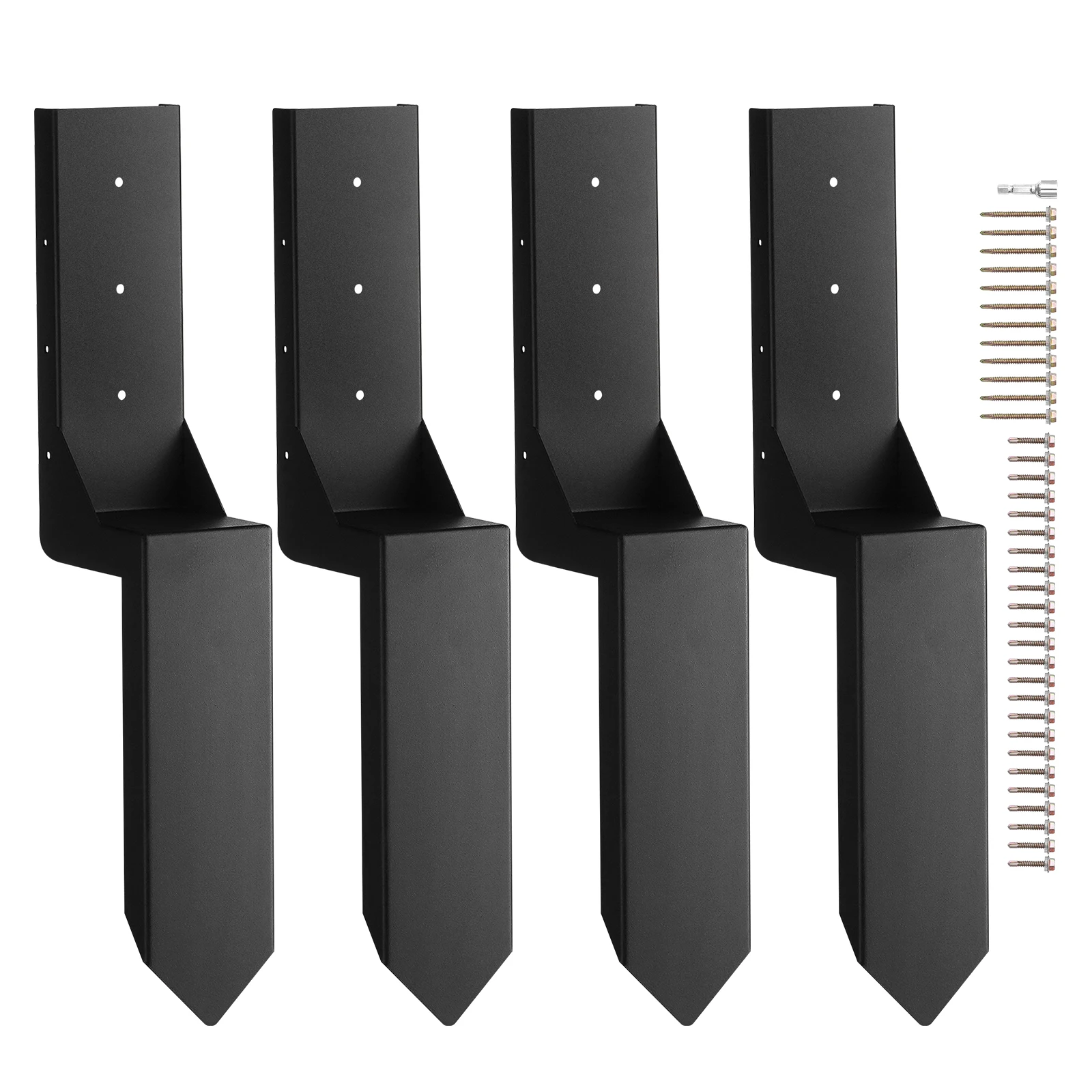SucceBuy Fence Post Anchor Repair Kit Post Support Stake Anchor Ground Spike for Repair Tilted Broken Wood Fence Post Enveloping