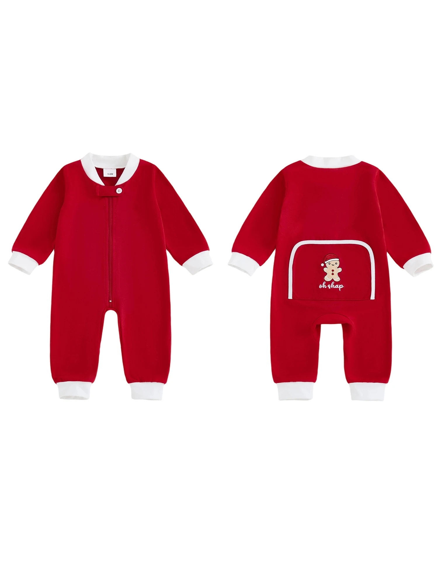 Christmas Baby Romper with Embroidered Crew Neck and Loose Fit Design Long Sleeve Infant Jumpsuit for a Festive Look