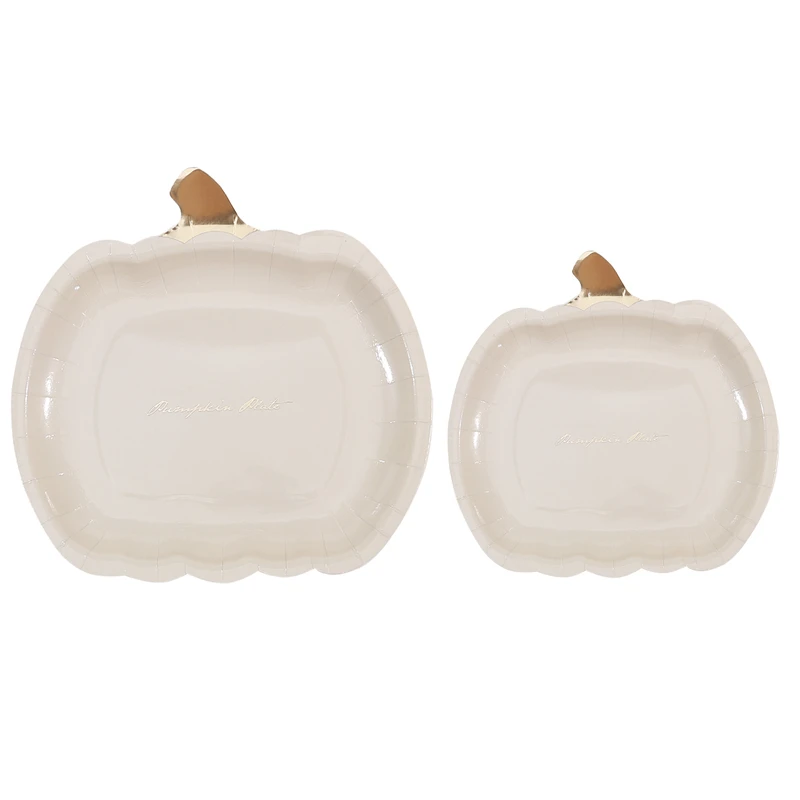 10PCS Pumpkin Paper Plates Disposable Plates Party Dinner Table Decorations Party Supplies