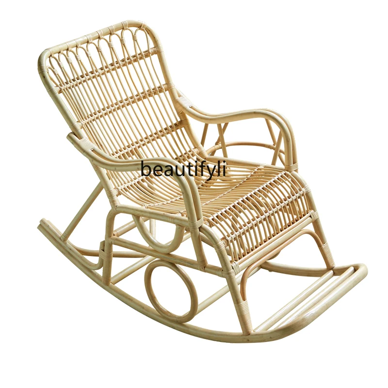 

HJ Rattan Rocking Chair Nordic Home Leisure Balcony Rattan Chair Sofa Chair