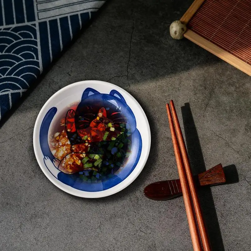 Cat Soy Sauce Dish Small Ceramic Japanese Cat Sauce Dishes Multifunctional Home Dining Table Dipping Dish Cute Appetizer Plates