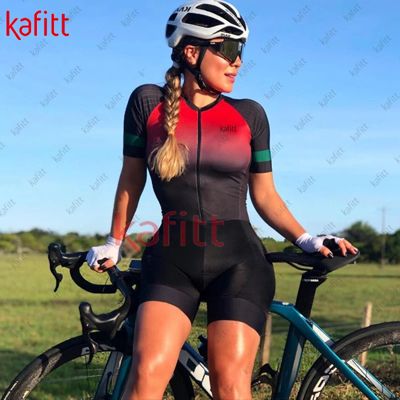 Kafitt Women's Cycling Jersey Summer UV Resistant Stretch Quick Dry Mountain Bike Jersey One Piece Overall Shirt Jumpsuit 2