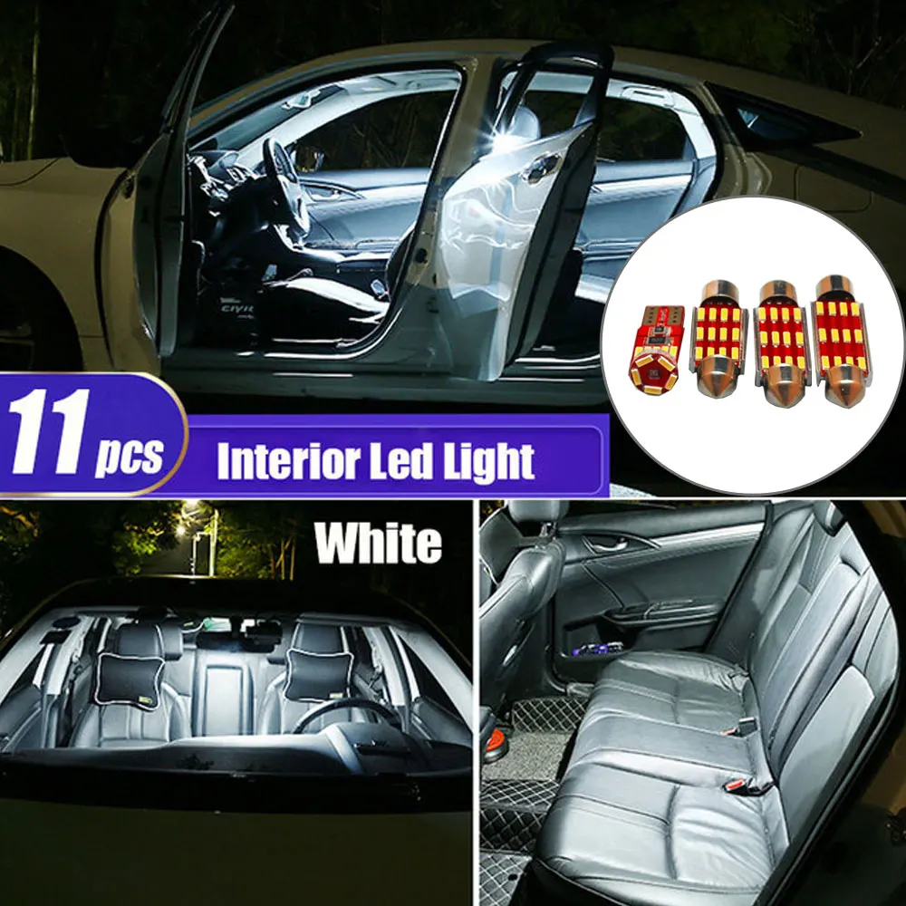 

11x White Universal Canbus LED Interior Dome Map License Plate Light Kit Vehicle Car Lamp Accessories LED Lights for Car Parts