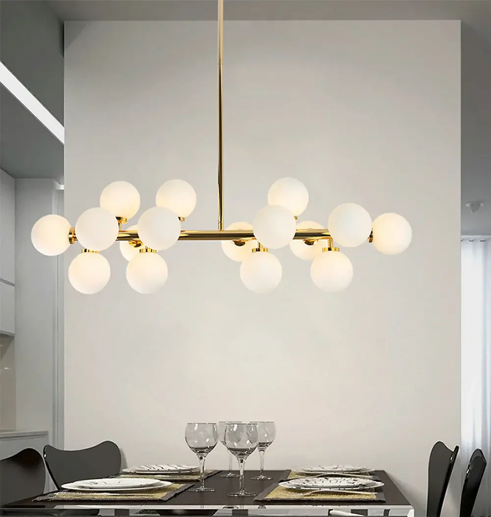 Description Picture 4 of itemNordic Modern Pendant Lamp Luxury Home Decor Lighting Fixtures Glass Round Lampshade Chandelier for Restaurant Villa