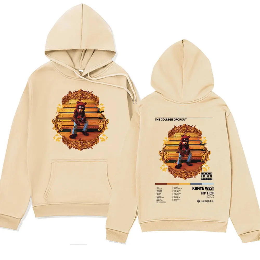 Rapper Kanye West Hoodie Hip Hop The College Dropout Hooded Sweatshirts Men Women's Fashion Casual Cotton Fleece Pullover Unisex