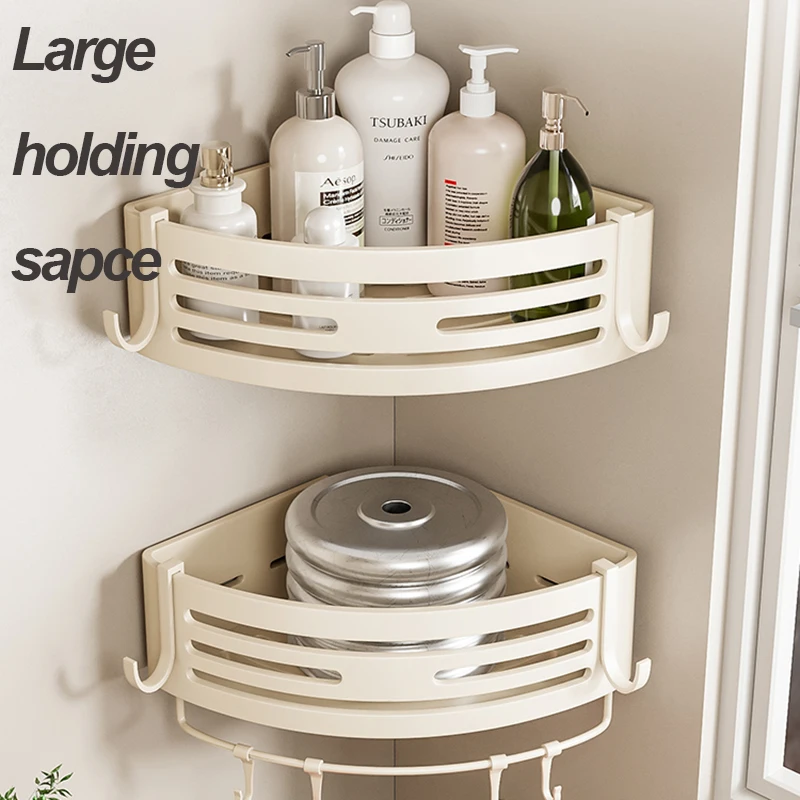 No Drill Bathroom 2-Layer Shelf Metal Rack Shampoo Holder Corner Shelf Toilet Shelf Without Drilling Bathroom Accessories For WC 4
