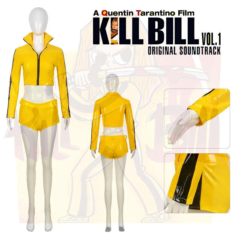 Kill Bill: The Bride | Yellow Jumpsuit Cosplay Costume 24 Kill Bill The Bride Yellow Jumpsuit and Leather Jacket Cosplay Costume