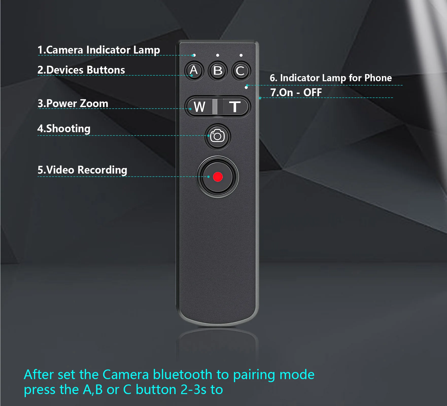 AODELAN 4 in 1 Bluetooth Wireless Remote Control BR-SS for Canon Sony Nikon and Phone Camera Video Recording Focus Pictures camera remote shutter button camera remote shutter release