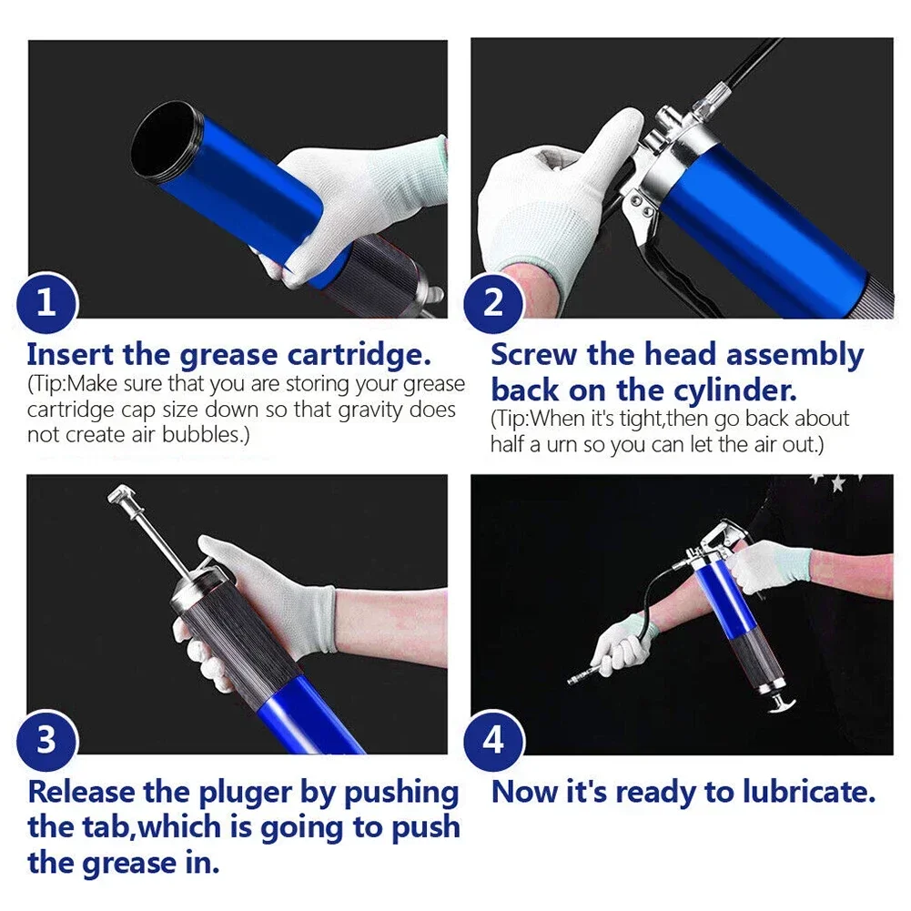 7000PSI Oil Grease Gun Kit Manual Pistol Grip High-pressure Pumping Coupler 400CC Greasing Injection Heavy Duty Maintenance Tool