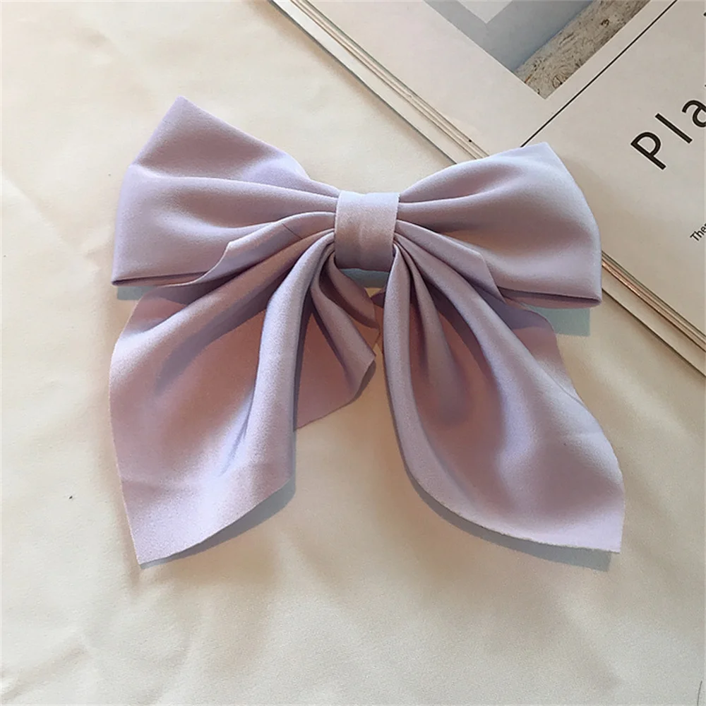 Elegant Bow Ribbon Hair Clip Retro Solid Satin Bowknot Hair Clips