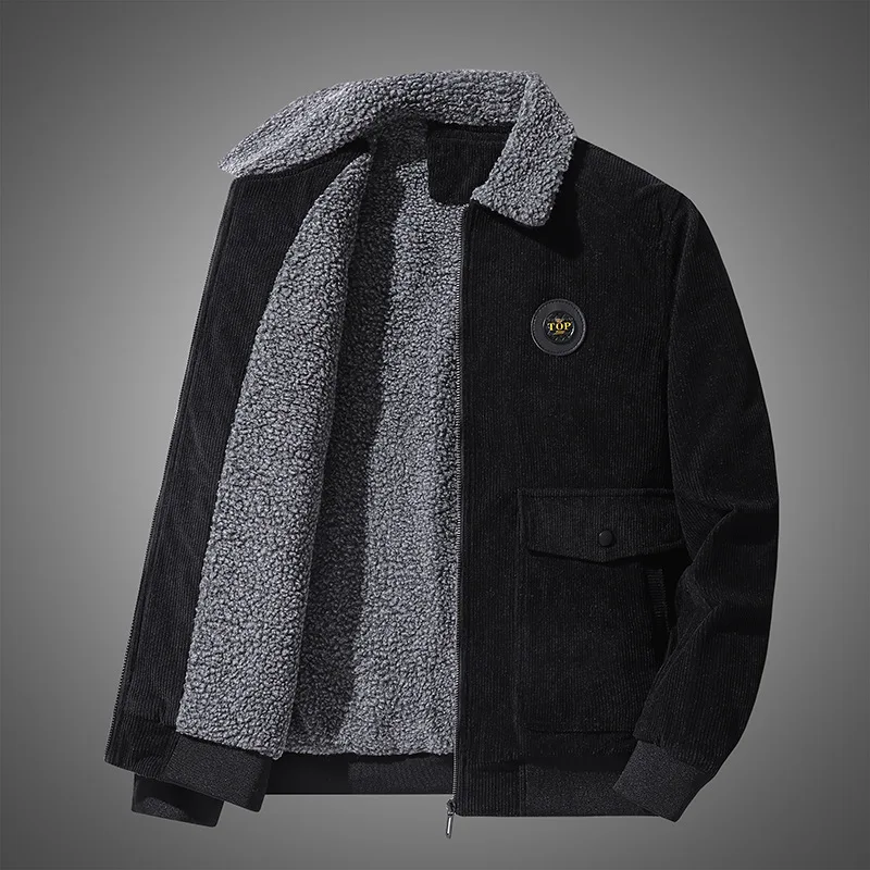 Plush and Thickened Men's Warm Winter Casual Corduroy Jacket