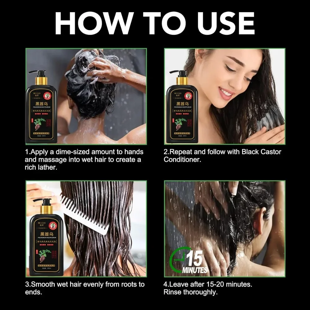 Platycypress Leaf Polygonum Herb Shampoo Nourishing Conditioner Improve White Hair for Thinning Hair Loss Growth for Men Women 6