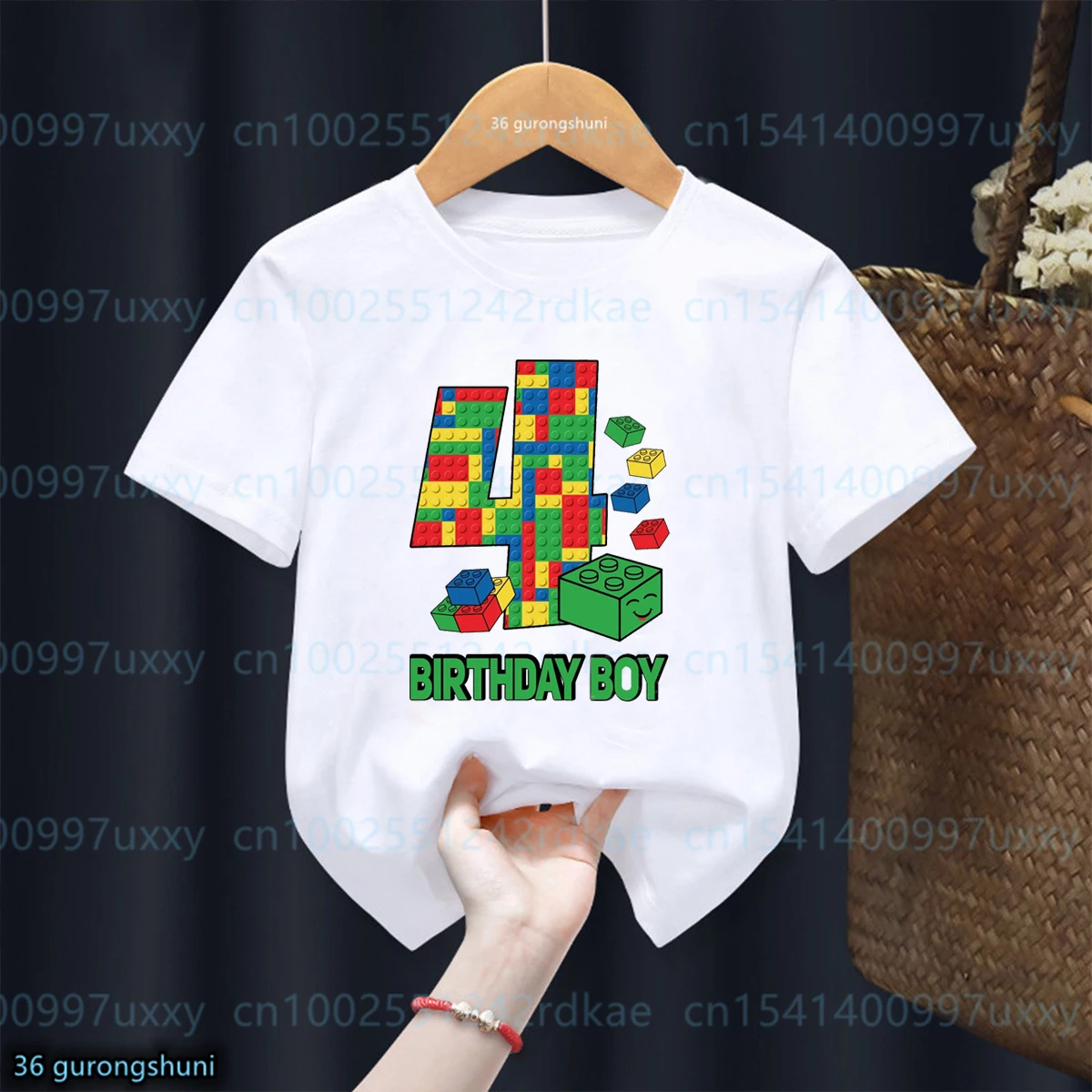 Building Blocks 1-10 Birthday Boys T-shirt Funny Block Graphic Print Toddler T-shirt Gifts kids Birthday Party Clothing T-shirt 5