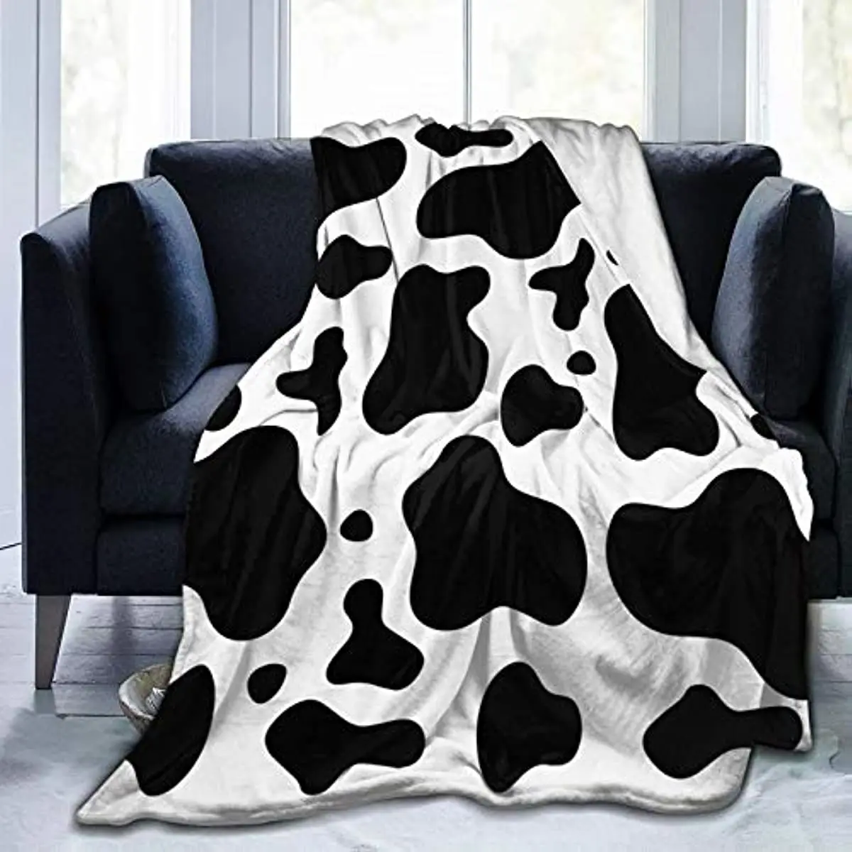 

Cow Print Black White Soft Throw Blanket All Season Microplush Warm Blankets Lightweight Tufted Fuzzy Flannel Fleece
