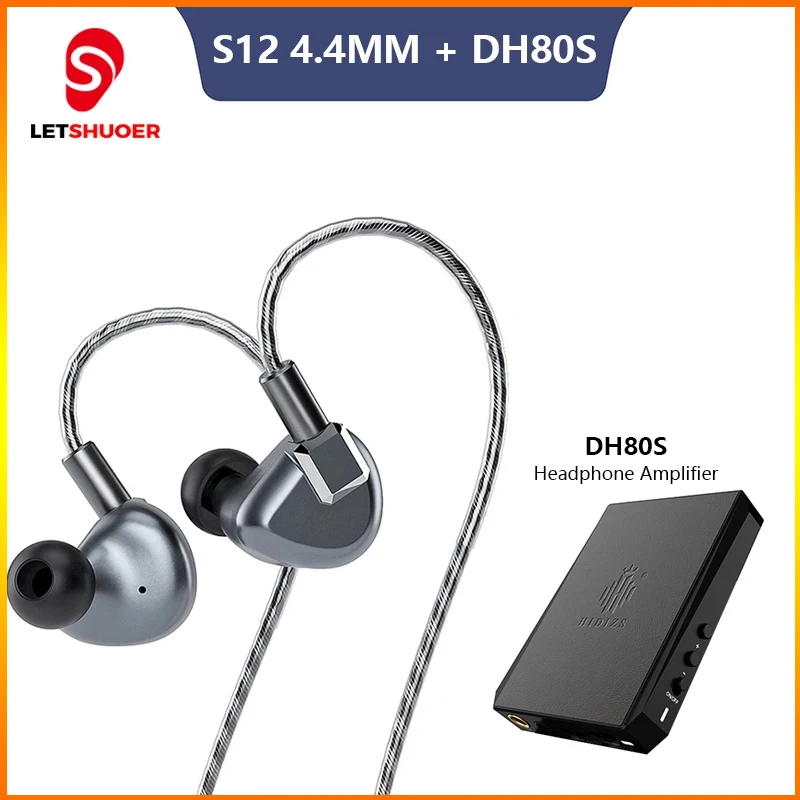 

Letshuoer S12 HIFI IEMs In-ear Wired Headphones Magnetic Driver Planar Earphones + Hidizs DH80S Mini Portable DAC AMP Amplifier