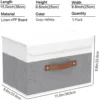 Storage Boxes with Lids, Linen Fabric Bin, Cube Organizer Basket, Washable and Leather Handle, for Home, Closet, White 4