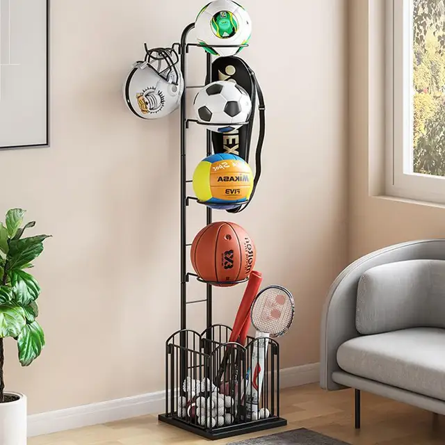 Sports Ball Storage Rack Balls Storage Stand Vertical Ball Rack Layered Ball Storage Rack Basketball Holder Display Stand Rack 4