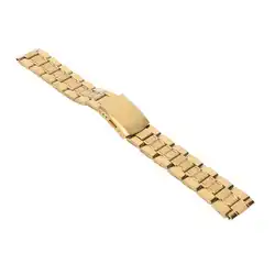 Gold Stainless Steel Quick Release Watch Band with Double Lock Buckle - 18mm (Gold)