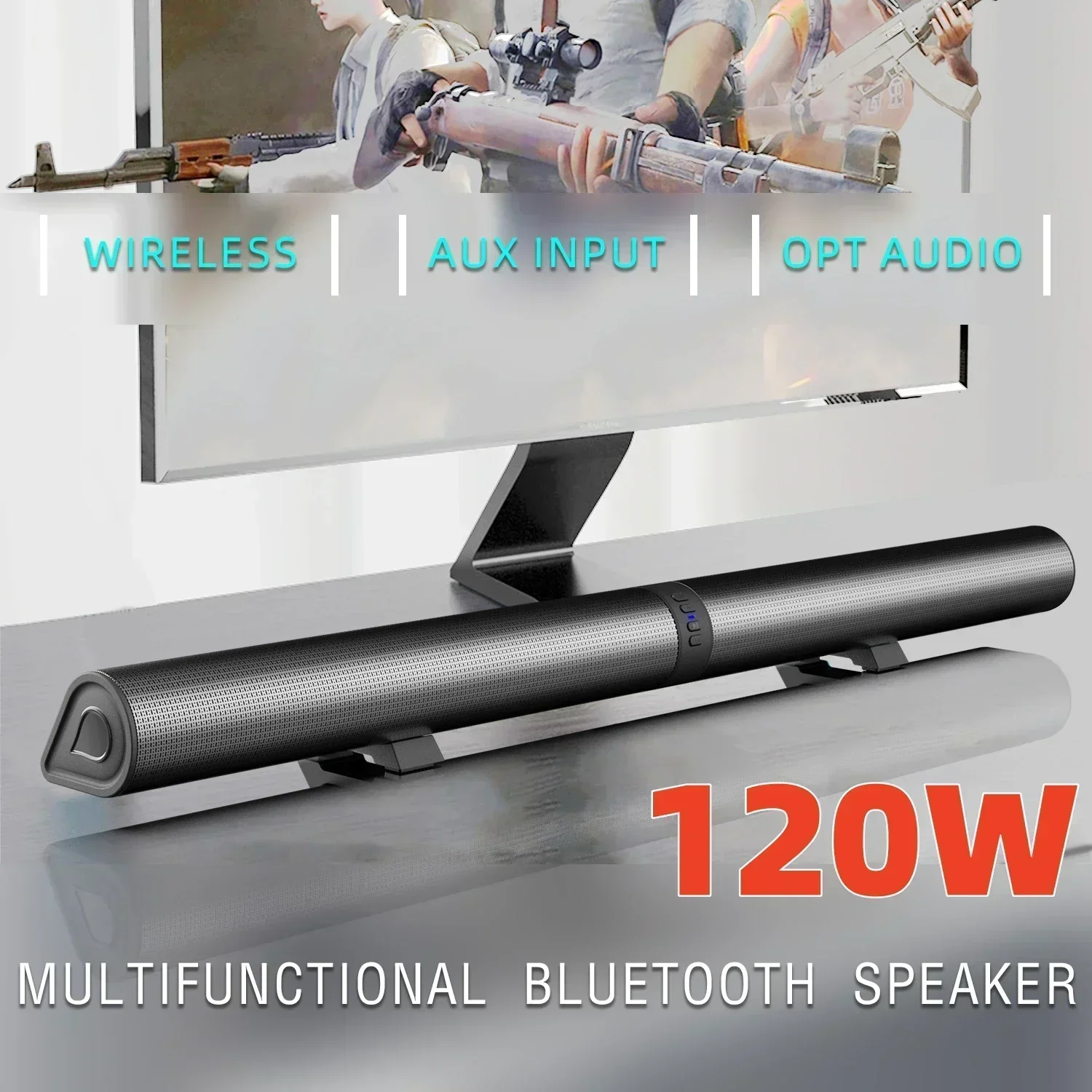120W BS-56 TV Bluetooth Speakers AUX/BT/OPT Connections Soundbars with 2-in-1 Detachable Home Cinema Sound System FM Soundbar bluetooth speaker audio speakers