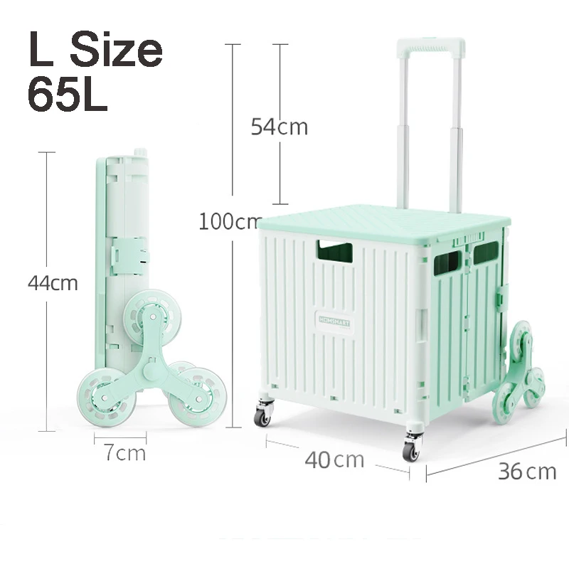 Rolling Crate With Wheels Foldable Rolling Pull Crate Heavy Duty Storage Cart Outdoor Folding Portable Shopping Carts Hand Cart