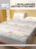 1 Cartoon Cute Little Bear and Doll printed matte Fitted Sheet, bedroom printed bed cover, bedding (excluding pillowcases) 2