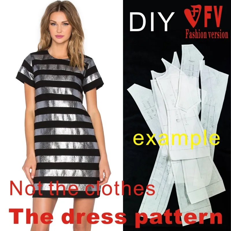 Clothing DIY The dress Dresses Sewing Pattern cutting drawing Elastic fabric Dress Sewing Template BLQ-243