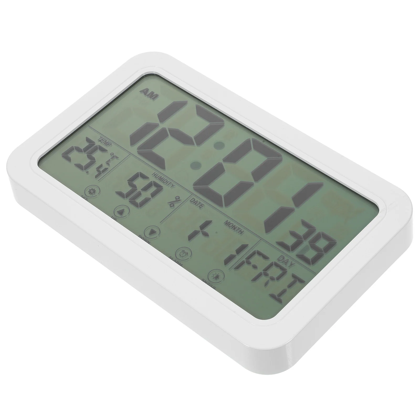 

Temperature and Humidity Clock Wall Hanging Alarm Multi-function Calendar Compact Plastic Electronic