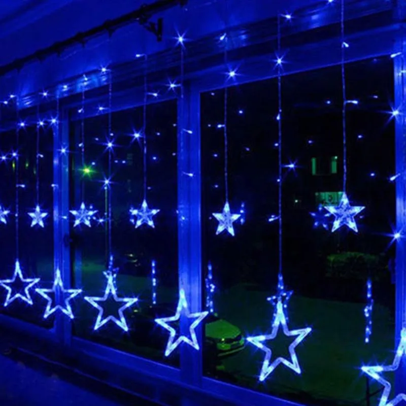 

AC220V EU LED Curtain Star String Lights 2.5M LED Christmas Light Romantic Fairy For Holiday Wedding Garland Party Decoration